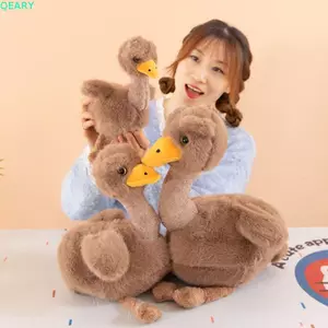Búp bê nhồi bông QEARY Ostrich, Thiết kế sáng tạo Đồ chơi nhồi bông đà điểu mềm mại, Đồ chơi trang trí bàn làm việc 25cm ngộ nghĩnh Phong cách mô phỏng Ba lô búp bê động vật hoang dã treo