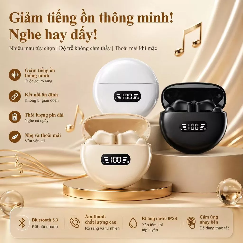 Tai nghe TWS ANC - thiết kế màu trắng