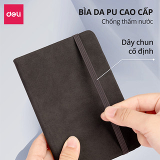 [QUÀ TẶNG] Sổ Tay Bìa Da Mini A7 Cao Cấp Deli - 192 Trang 80gsm - Sổ Da Ghi Chép Kẻ Ngang Chống Nước Viết Nhật Ký