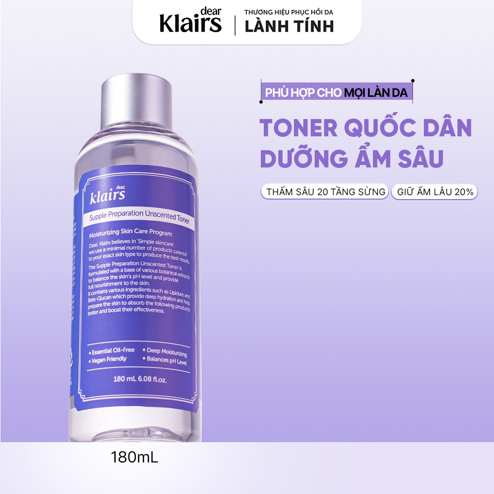 COMBO Nước hoa hồng Supple Preparation Unscented 180ml+Kem dưỡng Midnight Blue Clearing Water Cream 50g [FS]