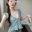 TMOY Ren V-ne Vest Nhỏ Tay Bay Mùa Hè Ngày Lễ Hàng Ngày Ngọt Ngào Crop Tops TMOY