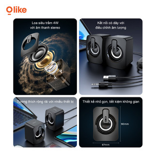 Olike SC01 Loa Máy Tính Mini Có Dây 4W Stereo Bass USB Jack 3.5mm Loa PC Loa Laptop Loa Để Bàn Cho Máy Tính Bảng