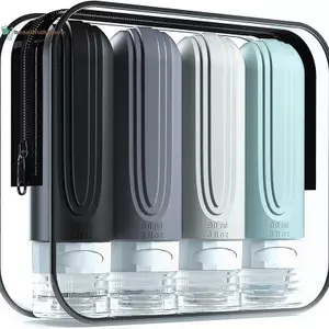 BeautifulHomeA 90ml / bộ Silicone Du Lịch Mỹ Phẩm Chai Rỗng Bóp Hộp Đựng Chống Rò Rỉ Chai Đổ Lại Cho Dầu Gội Dầu Xả Lotion VN
