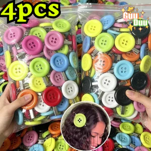 1-4 Kẹp Tóc Nút Lớn Màu Kẹo - Phụ Kiện Tóc - Kẹp Tóc Mỏ Vịt Side Bangs - Dopamine, INS Style - Dành Cho Nữ Bé Gái Mặc Hàng Ngày / Giao Hàng Miễn Phí