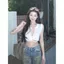 Mùa hè Hot Girl Trắng Sâu V Thắt Nút Uốn Bên Áo Vest Ngắn Rốn Crop Slim-fit Gợi Cảm Có Thể Mặc Bên Trong Bên Ngoài Áo Không Tay Nữ