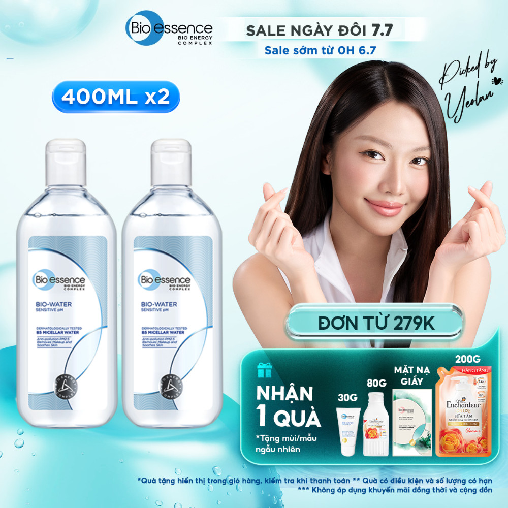 Combo 2 Nước tẩy trang ẩm mượt mịn màng Bio-Essence BioWater Micellar 400ml