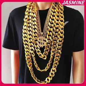JASMINE 50-120cm Quá Khổ Lớn Chunky Dây Xích Màu Vàng Nelace Hip Hop Punk Gothic Ro Mặt Dây Chuyền Nhựa Biểu Diễn Đảng Đạo Cụ JASMINE