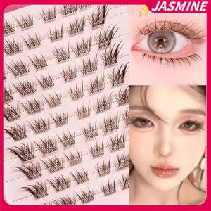 JASMINE Không Cần Keo Cáo Hiệu Ứng Mắt Lông Mi Giả Lông Mi Tự Dính Có Thể Tái Sử Dụng DIY Phân Đoạn Thi Cánh Mi Nối Dài Sử Dụng Hàng Ngày JASMINE