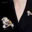 AqToCna Thời Trang Zircon Magpie Chim Thổ Cẩm Cho Nữ Tiệc Ve Áo Pin Tiệc Cưới Trang Sức Phụ Kiện AqToCna