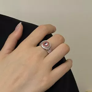 Xoay được Tai Chi Gossip Đạo Giáo Phụ Kiện Đồng May Mắn Đồng Xu An Toàn Nhẫn Retro Phong Cách Dân Tộc Trung Quốc Mở Nhẫn