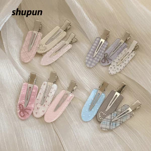 SHUPUN 3 Kẹp Tóc, Kẹp Tóc Liền Mạch Không Uốn Cong, Kim Cương Giả Ngọt Ngào In Hoa Bên Nổ Kẹp Phụ Kiện Tóc Bé Gái