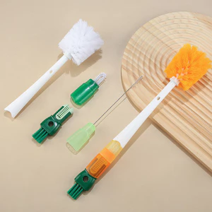 5 Trong 1 Cốc Bàn Chải Tay Cầm Dài Cà Rốt Cốc Rửa Bàn Chải Chai Sữa Bàn Chải Nắp Cốc Rãnh Bàn Chải Làm Sạch Ống Hút LILY