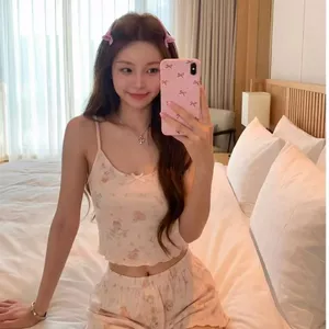 Bộ đồ ngủ đeo chéo đáng yêu dành cho nữ Phong cách nhẹ nhàng cho phòng ngủ Nghỉ ngơi hàng ngày Ngoài trời Thường ngày Thư giãn Khoảnh khắc hàng ngày