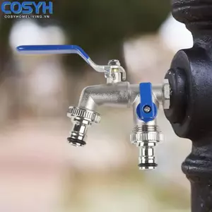 <cosyh>Double Outlet Faucet Dual Hose Connection For 1/2 Inch Fittings Garden Tap