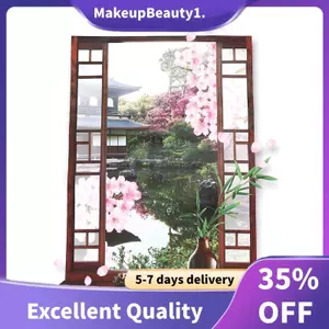 Cửa Sổ 3D Hoa Đào Nghệ Thuật Dán Tường Decal Có Thể Tháo Rời Bức Tranh Tường