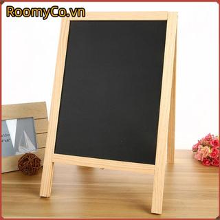 Bảng đen ROOMYCO, Bảng phấn hai mặt khung chữ A độc lập bằng gỗ, Bảng hiệu hoạt động bảng Mini 30 * 19cm Bảng Menu để bàn