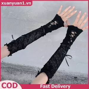 XUAN Nữ Ren Ngón Găng Tay Bla Gothic DIY Dây Đeo Tay Phụ Kiện Quần Áo Lưới Đàn Hồi Punk Găng Tay VN