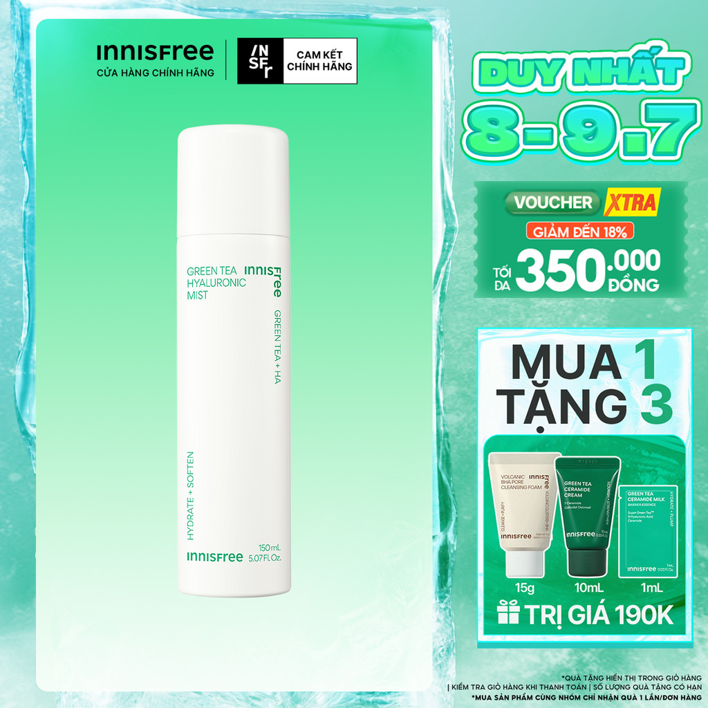 Xịt khoáng dưỡng ẩm từ trà xanh đảo Jeju INNISFREE Green Tea Mist 150ml