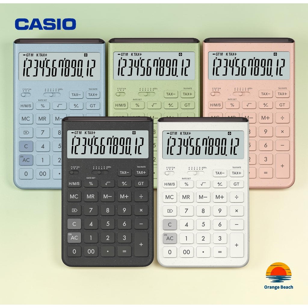 Casio Comfy JT-200T May Tinh Ban/12 So Hien Thi/Nang Luong Mat Troi/Chan De Gap/5 Mau Pastel