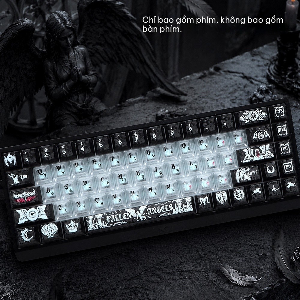 [Ship Nhanh] Keycap Dark Angel Carbon Xuyên Led - Dành cho Bàn phím cơ , Bàn phím He - Keycap Trong suốt - 136 Phím | BigBuy360 - bigbuy360.vn