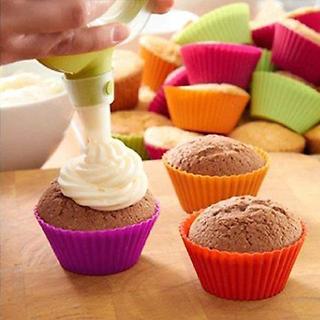 Bộ 12 Khuôn Silicon Làm Bánh Cupcake,Muffin Mầu Sắc Chịu Nhiệt Cao