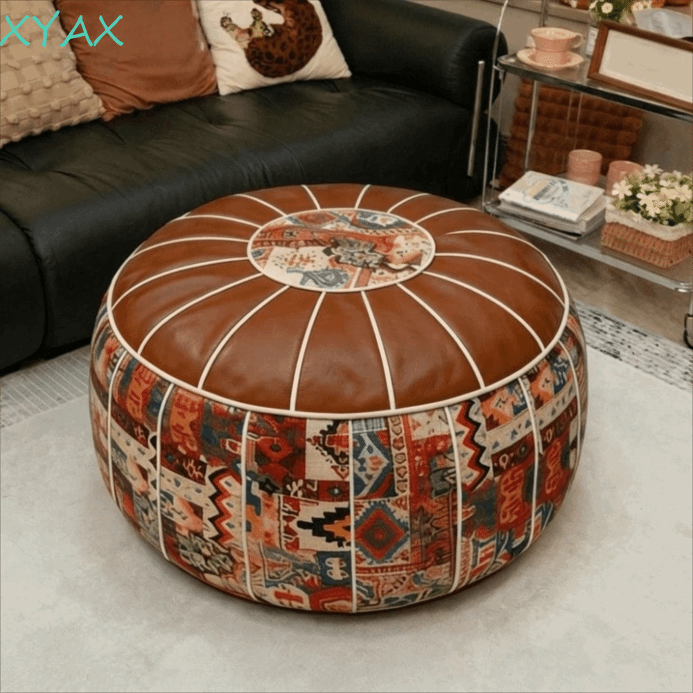 XYAX Boho Đệm Ghế, Da Thêu Thủ Công Bí Ngô Pouf Cover, Thiết Kế Có Thể Lấp Lánh Dung Tích Lớn Ghế Sofa Chống Thấm Nước Sử Dụng Tại Nhà