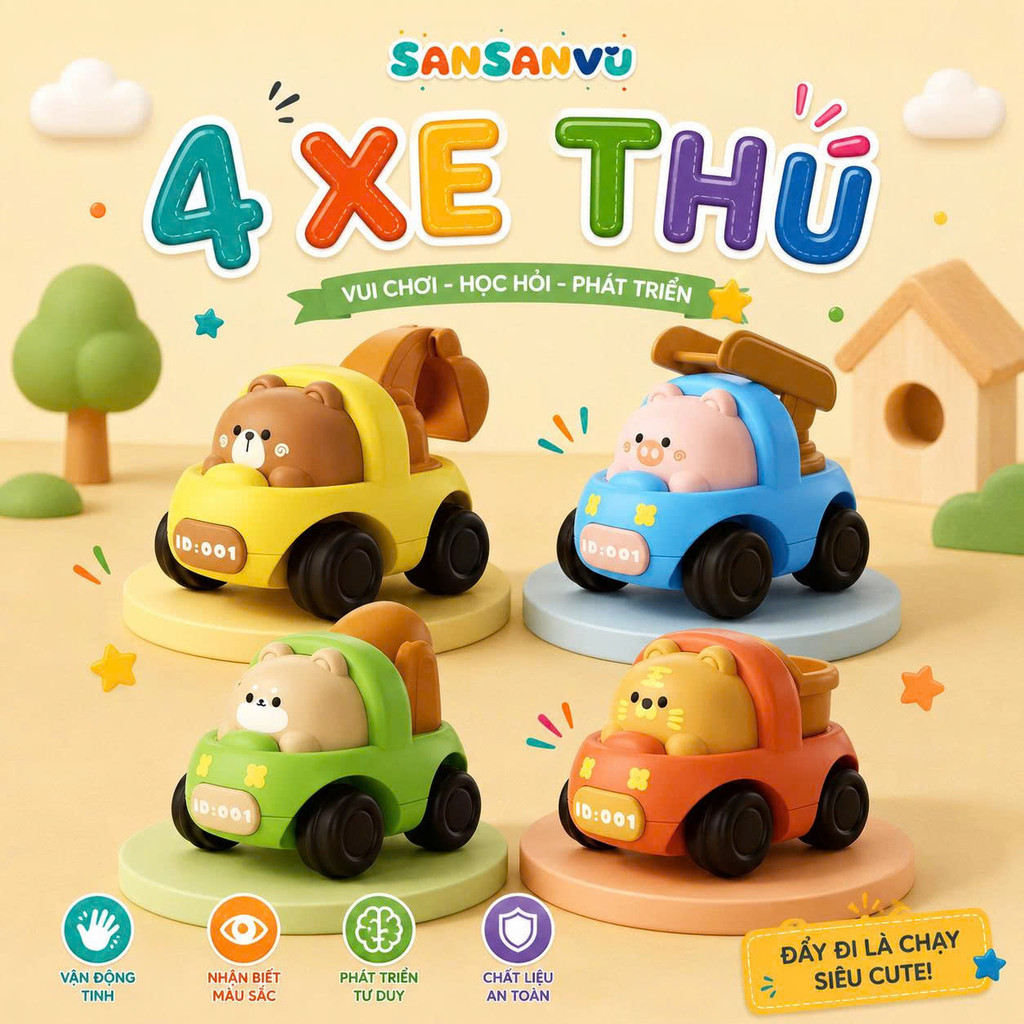 Xe ô tô địa hình quán tính Sansanvu  chạy bánh đà không cần pin siêu khỏe, xe địa hình quán tính dẫn động 4 bánh cho bé