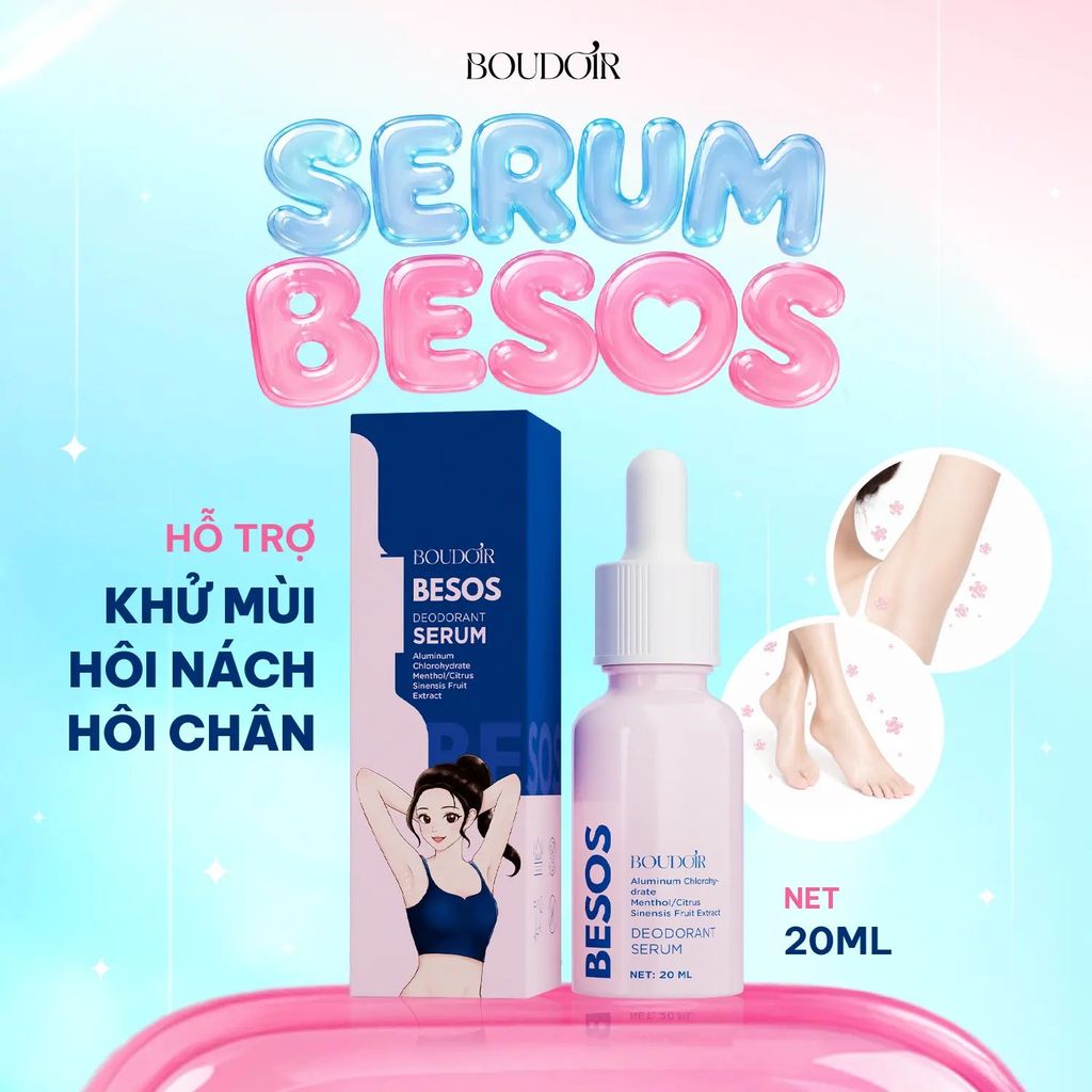 (Che Tên) Serum Besos (20ml) - Hỗ Trợ Hôi Nách, Hôi Chân, Ngăn Tuyến Mồ Hôi,  Cho Nam Và Nữ