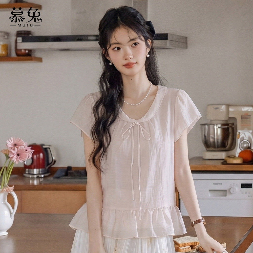 Mutu Áo Sơ Mi Tay Ngắn Phong Cách Nhẹ Nhàng Mùa Hè 2026 Phong Cách Mới Niche Loose Top TU36950