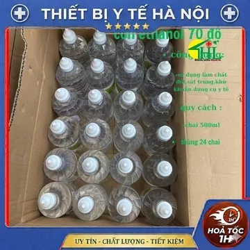 Thùng 24 Chai Cồn Y Tế - Cồn 90 Độ 500 ml Ethanol Sát Khuẩn Rửa Tay, Dùng Cho Máy Phun Khử Trùng Chai 500 ml