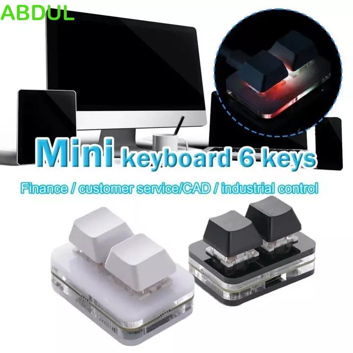 ABDUL Copy Paste Bàn Phím, Acrylic Red Switch Tùy Chỉnh Mini 2 Phím Bàn Phím, Phụ Kiện Bàn Phím Mini Chiếu Sáng Cơ Chìa Khóa 2 Phím Bàn Phím Mini PC