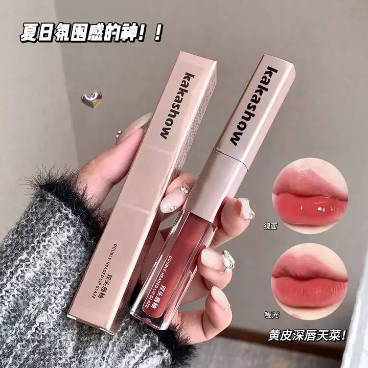 Hai Đầu Son Bóng Gương Nước Bóng Trắng Thủy Tinh Son Bóng Mờ Nhung Son Môi Môi Bùn Nữ Không Dễ Dàng