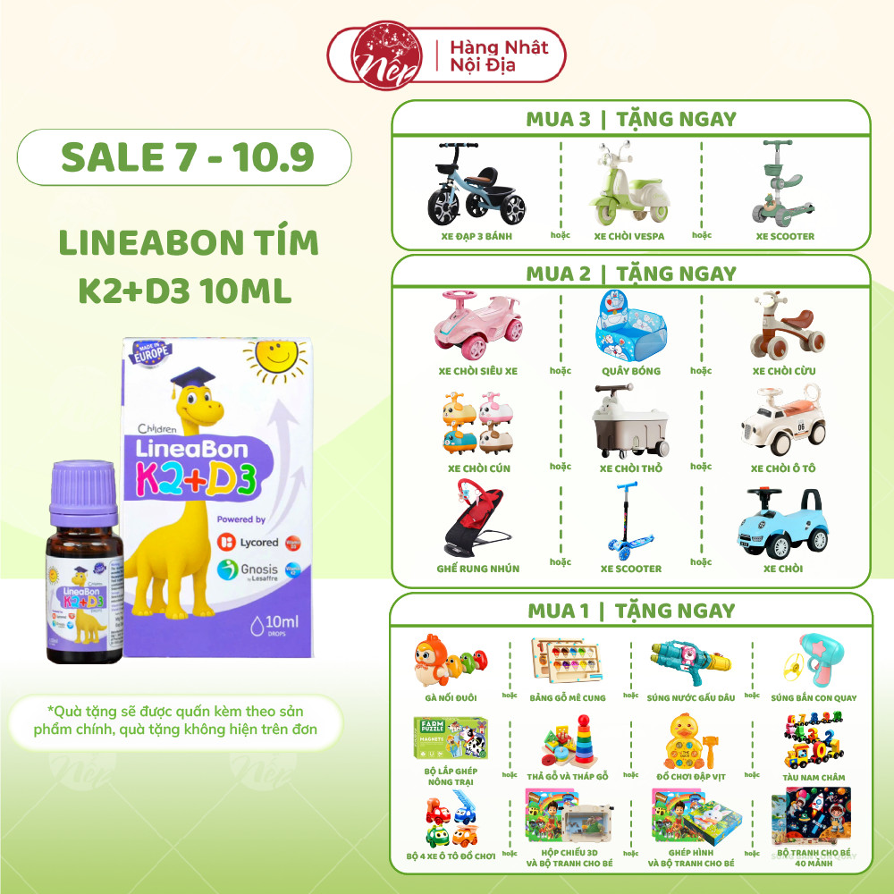 [Kèm Quà] LineaBon D3K2 tím 10ml– D3 K2 Lineabon– LineaBon K2+D3 dạng nhỏ giọt hỗ trợ xương chắc khỏe - nepshop1
