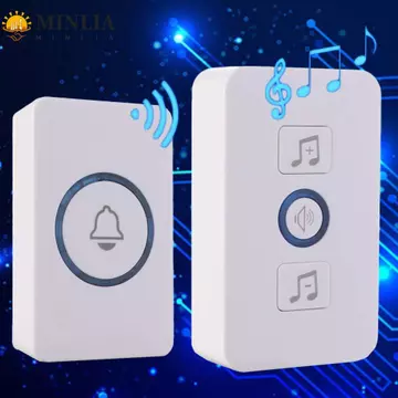 Chuông cửa không dây MINLIA, Chuông cửa thông minh 5 âm lượng chống nước, Âm lượng có thể điều chỉnh 60 chuông Đèn LED chạy bằng pin Chuông cửa chào mừng Điều khiển từ xa