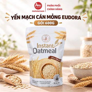 Yến Mạch Cán Mỏng Eudora Gói 600g - Yến mạch nguyên chất ăn liền Organic EUDORA
