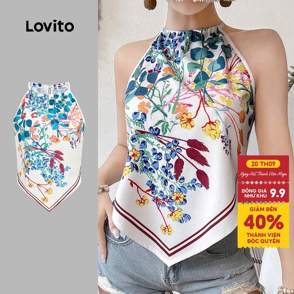 Lovito Kỳ nghỉ Áo nữ xuân hè buộc dây phong cách resort LBL32034