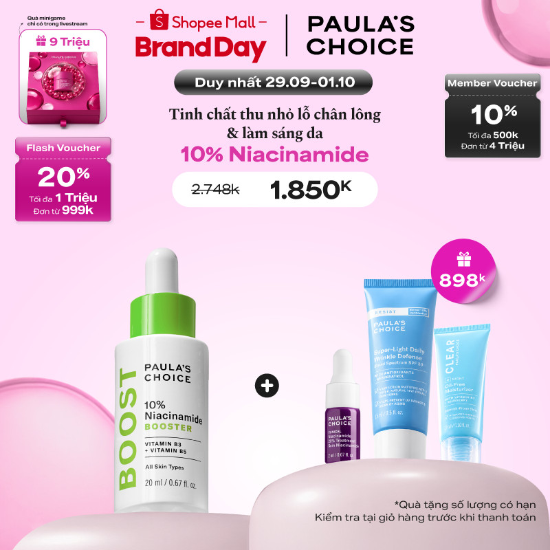 Tinh chất giúp thu nhỏ lỗ chân lông và làm sáng da Paula's Choice 10% Niacinamide Booster 20ml 7980