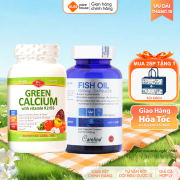 Combo Vitamin Bầu Gồm Canxi Hữu Cơ Olympian Labs Green Calcium Và CareLine Fish Oil Cho Bà Bầu