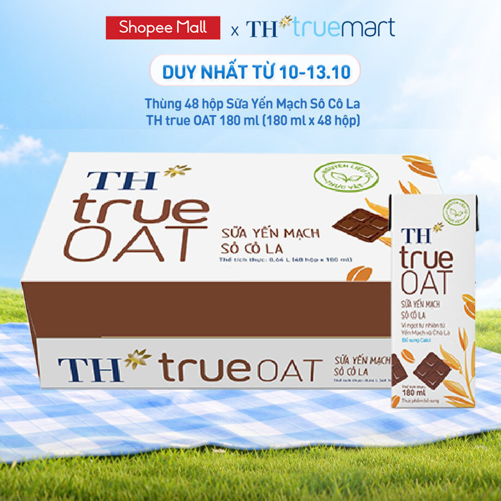 Thùng 48 Hộp Sữa Yến Mạch TH true milk OAT hương vị Sô Cô La 180ml (48 Hộp)
