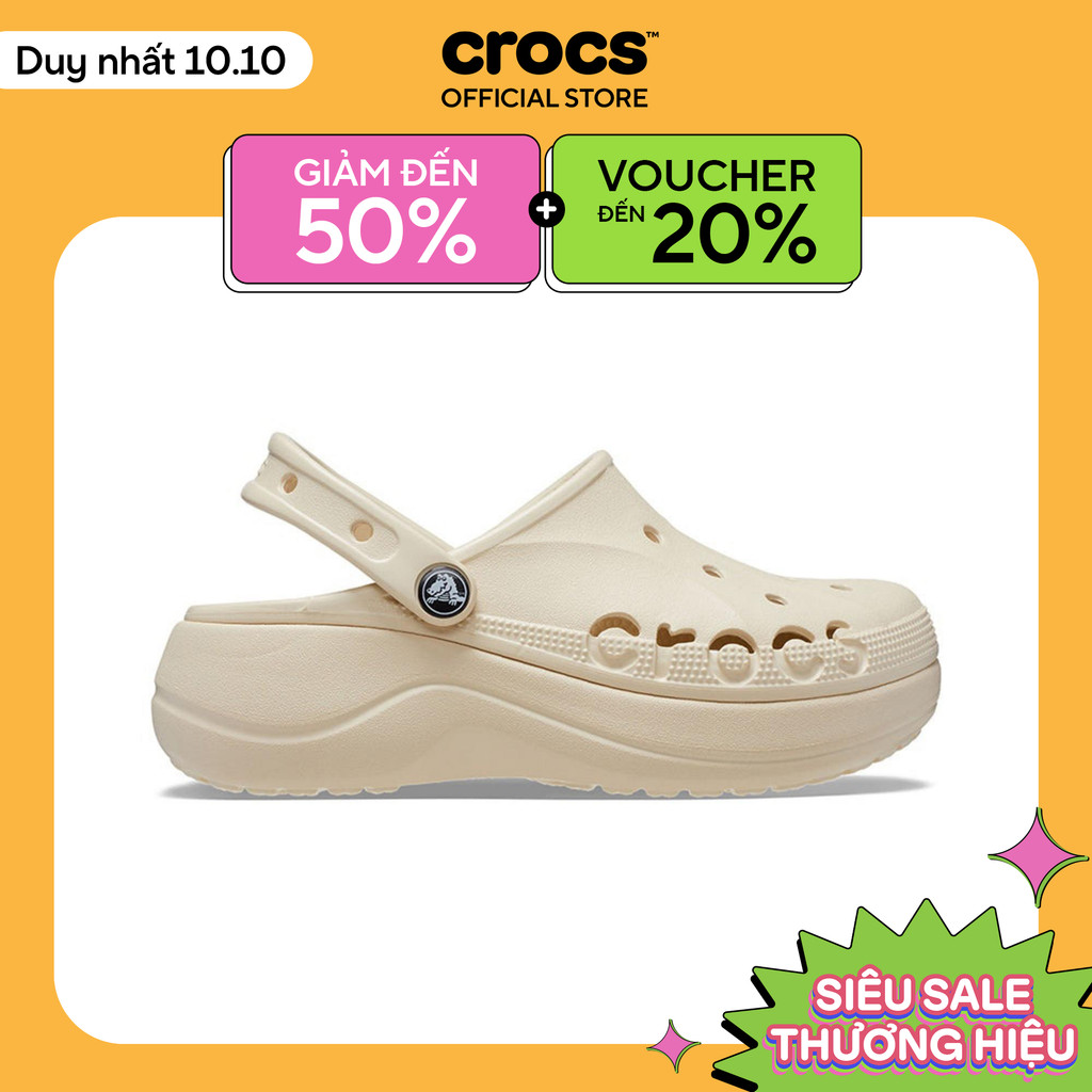 Giày Clog Nữ Crocs Baya Platform - Winter White - 208186-11S