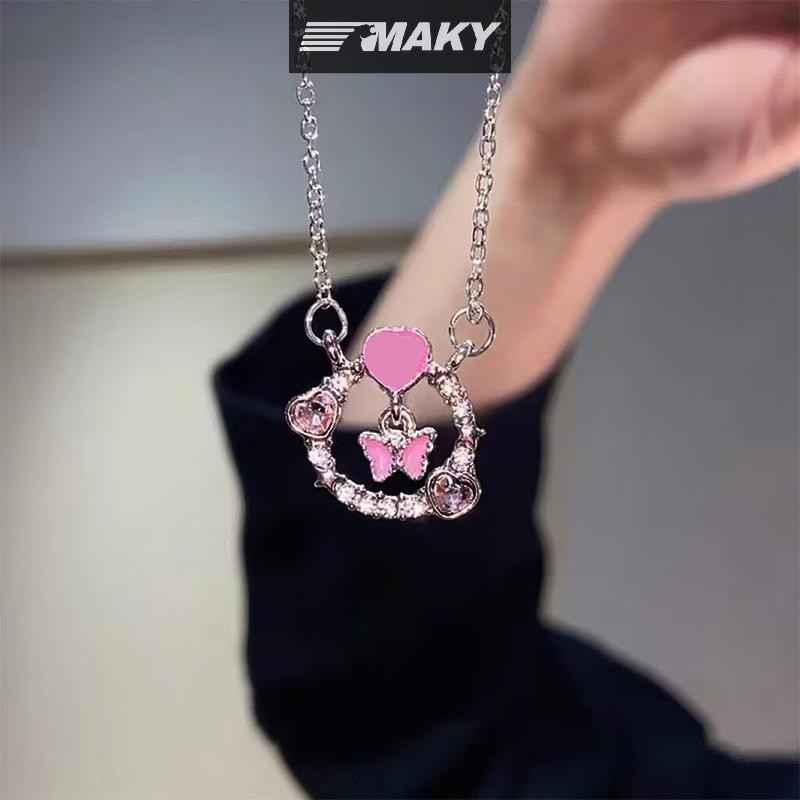 Newwellknownepic Ánh Sáng Sáng Bóng Zircon Hồng Trái Tim Vòng Cổ Nữ Tinh Tế Mặt Dây Chuyền Xương Đòn Dây Chuyền Cô Gái Trang Sức Dự Tiệc Quà Tặng VN