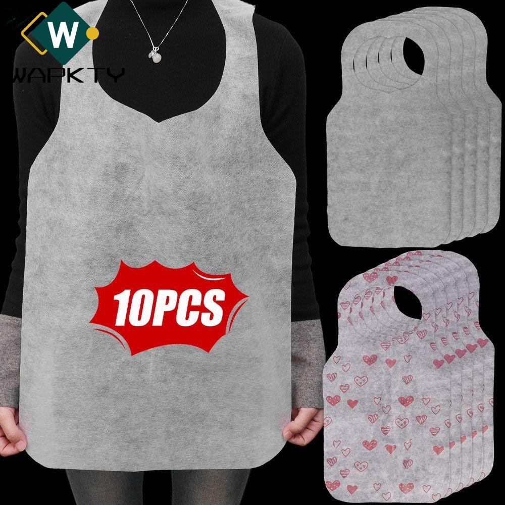 WAPKTY 10 Cái / túi Tạp dề dùng một lần, Yếm in hình trái tim chống bẩn, Di động không dệt chống dầu Nhà hàng khách sạn Tạp dề thịt nướng Nhà hàng Đồ dùng gia đình