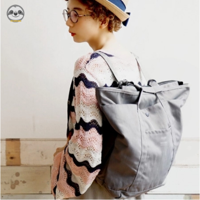 Phong cách Nhật Bản Muji Style / Túi Tote Nylon vuông ngang nữ / Ba lô chéo dung tích lớn / Túi du lịch nhẹ / Túi thời trang sử dụng kép