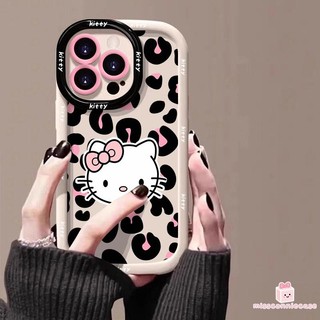 Ốp Lưng Cho Iphone 7Plus 15 14 11 16 13 12 Pro Max 15 14 7 16 8 Plus XS XR X Max Sweet Cool Leopard In Hình Dễ Thương Hello Kitty Cream Puff Soft Cover