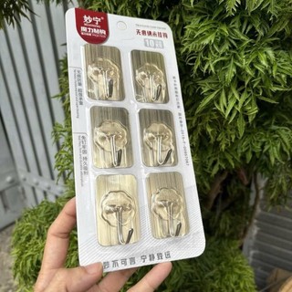 [6 móc] Vỉ 6 móc dán tường treo đồ siêu dính, chịu lực tốt - tiện dụng, đa năng