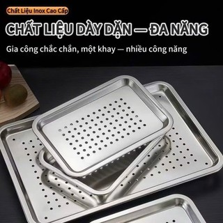 Khay trà, khay úp ly cốc 2 lớp, có ngăn ráo nước, chất liệu inox siêu bền