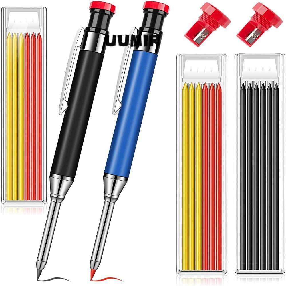 UUMIR Bút Chì Đánh Dấu Lỗ Sâu, Đánh Dấu Lỗ Sâu Tất Cả Kim Loại Gỗ Bút Chì, Đa Năng Đầu Dài 2.8 Mm Tích Hợp Mài Chắc Chắn Thợ Mộc Bút Chì Xây Dựng Chế Biến Gỗ