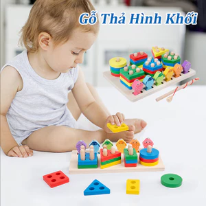 Gỗ Thả Hình Khối, Đồ chơi Gỗ, trí tuệ giáo dục sớm, cho bé, Nhận dạng màu sắc