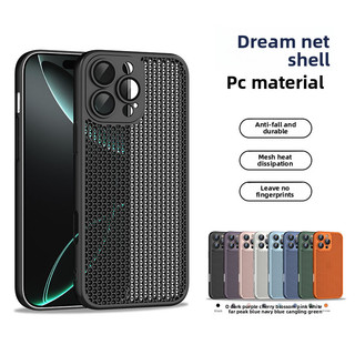 Lưới Tổ Ong Khu Tản Nhiệt Ống Kính Phim Kinh Doanh Vỏ Điện Thoại Cho iPhone 16 15 14 13 Pro Max Cover