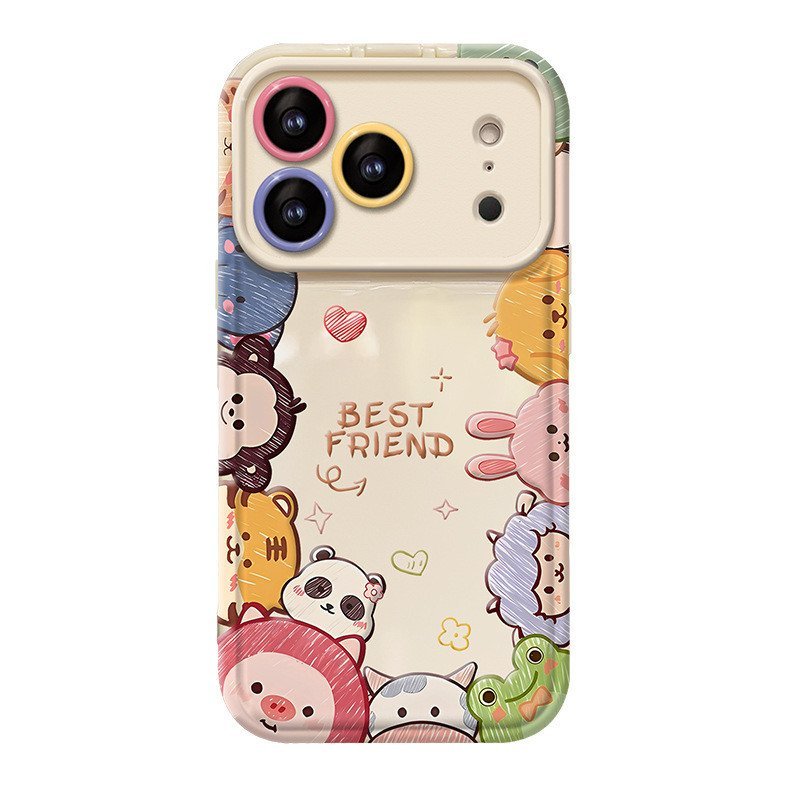 Vòng tay động vật hoạt hình dễ thương Thích hợp cho 15 Ốp điện thoại iphone17 Series 16promax Silicon Chống sốc